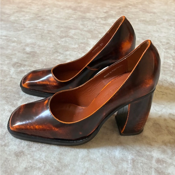 Eckhaus Latta Metallic Copper-Brown Square-Toe Pumps - Picture 2 of 3